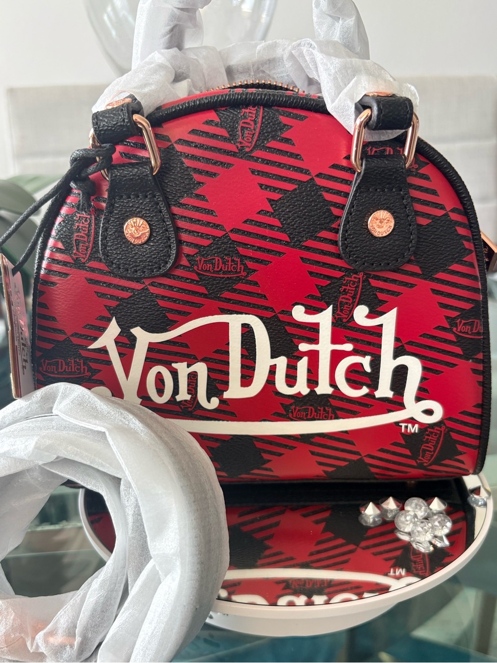 Von Dutch Plaid Bowling Bag